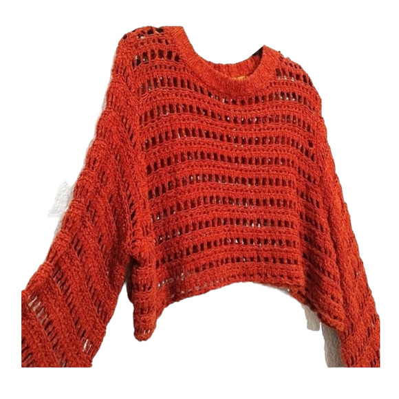 Free People Caught Up Crotchet Sweater Terracotta Size Small - Picture 4 of 7